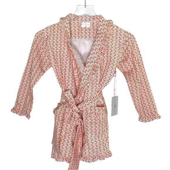 Cecil and Lou 6 Girls NEW Ruffle Floral Robe Red Green Holiday - Picture 1 of 9
